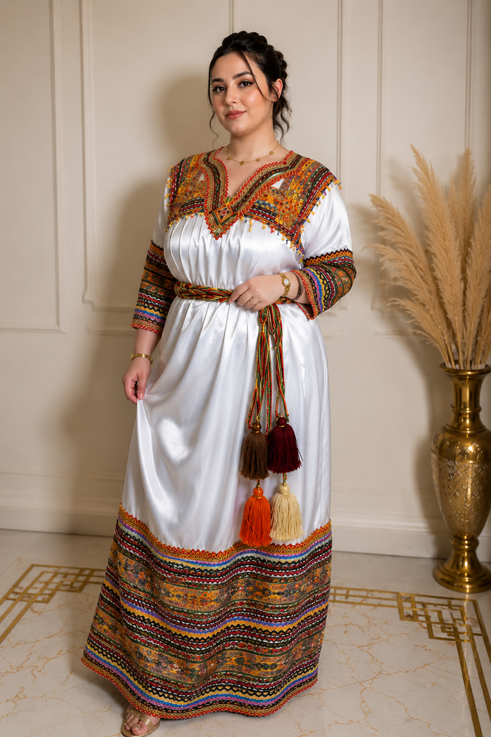 Robe Kabyle Tassadit Blanche Impériale
