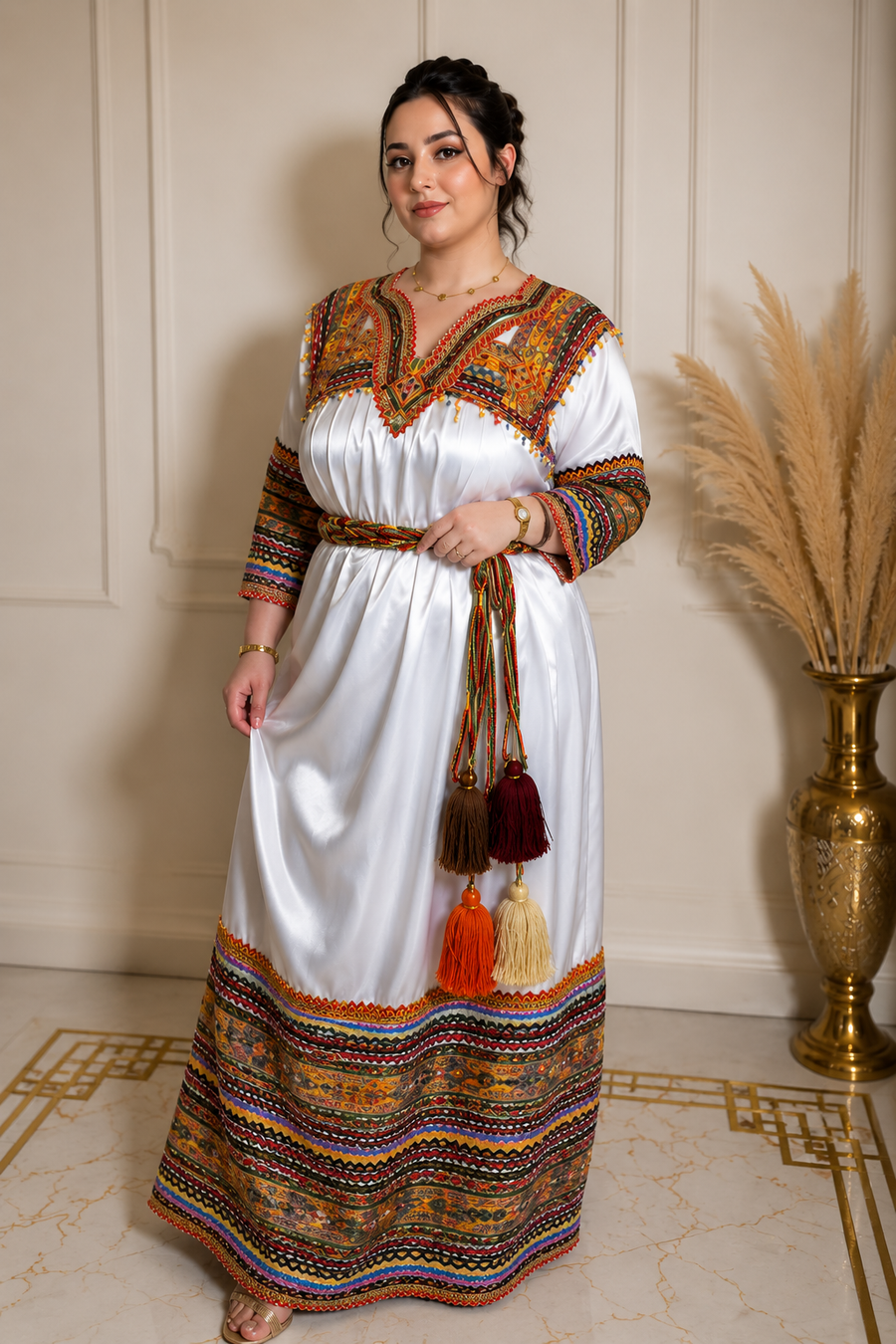 Robe Kabyle Tassadit Blanche Impériale