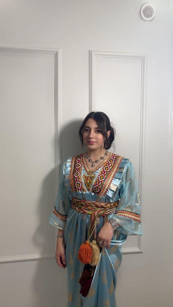 Robe Kabyle Thiziri Bleu Céleste