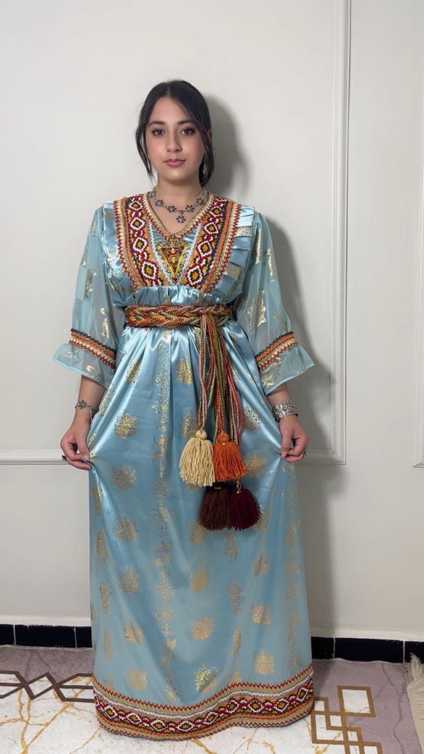 Robe Kabyle Thiziri Bleu Céleste