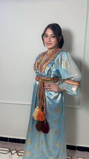 Robe Kabyle Thiziri Bleu Céleste