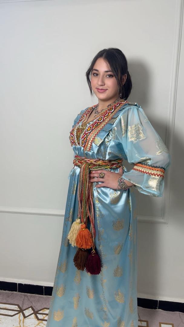 Robe Kabyle Thiziri Bleu Céleste