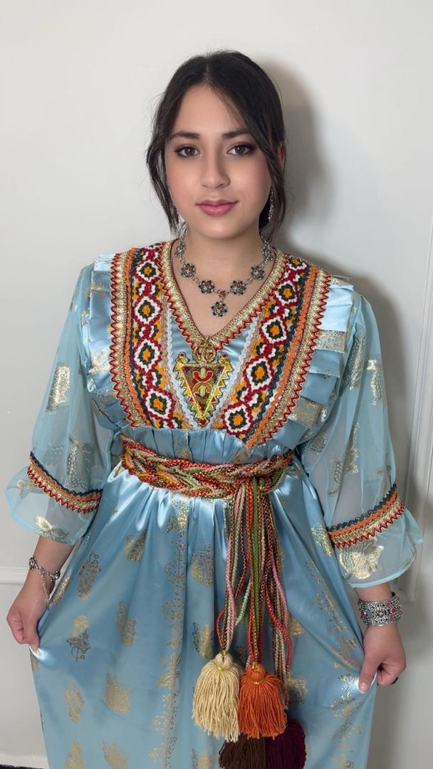 Robe Kabyle Thiziri Bleu Céleste