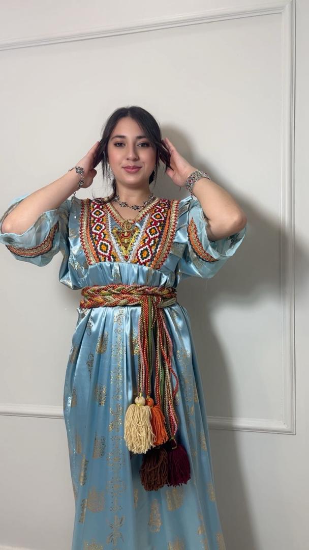 Robe Kabyle Thiziri Bleu Céleste