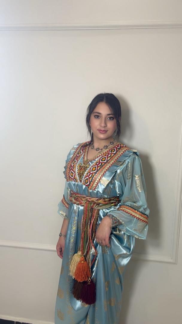 Robe Kabyle Thiziri Bleu Céleste
