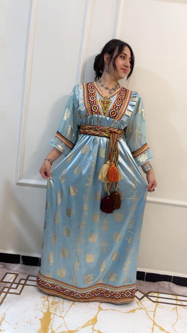 Robe Kabyle Thiziri Bleu Céleste