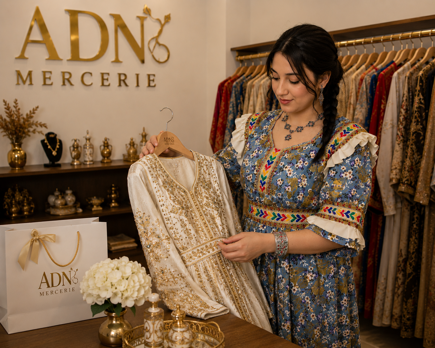 Cliente ADN Mercerie en robe kabyle